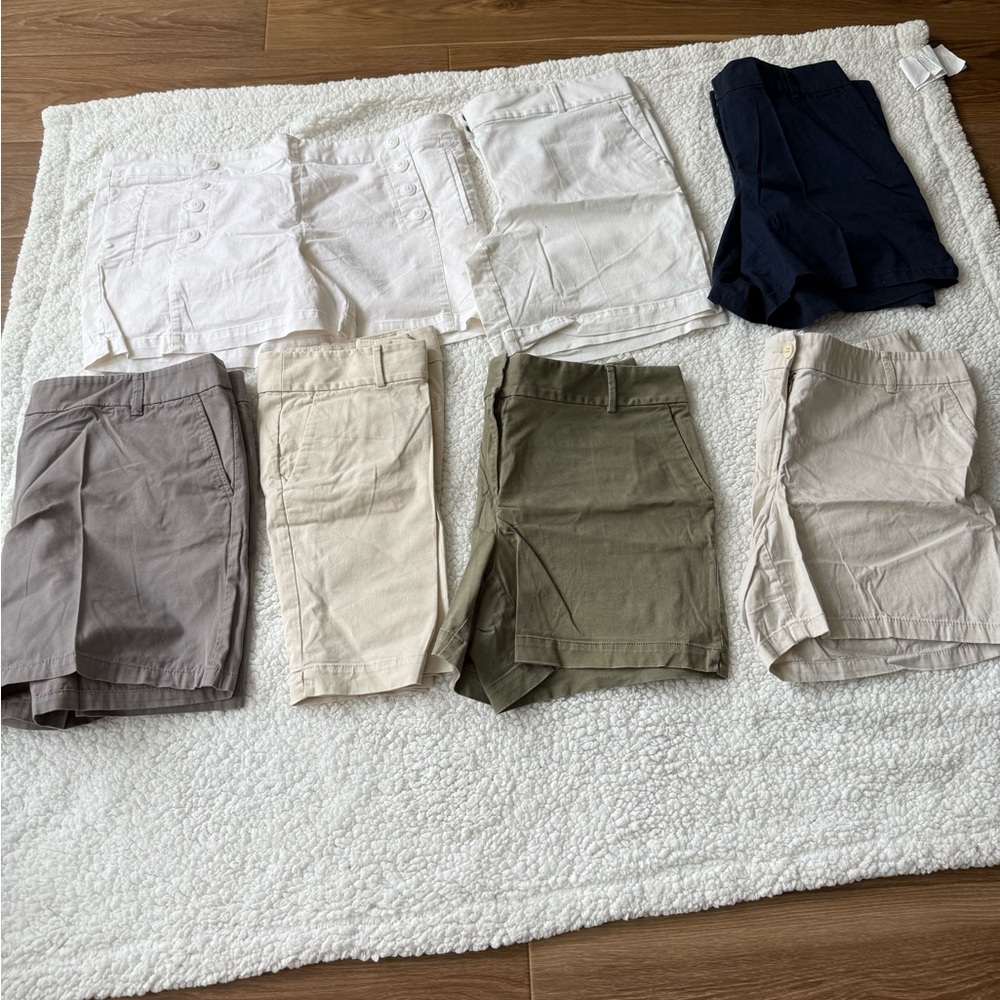 LOFT Flat Front Shorts in White, Blue, Green, Gray, and Tan (Riviera)